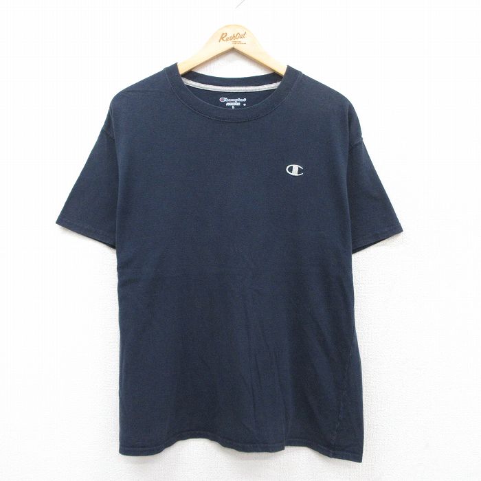 チャンピオン 半袖Tシャツ ワンポイント ネイビー L | 古着