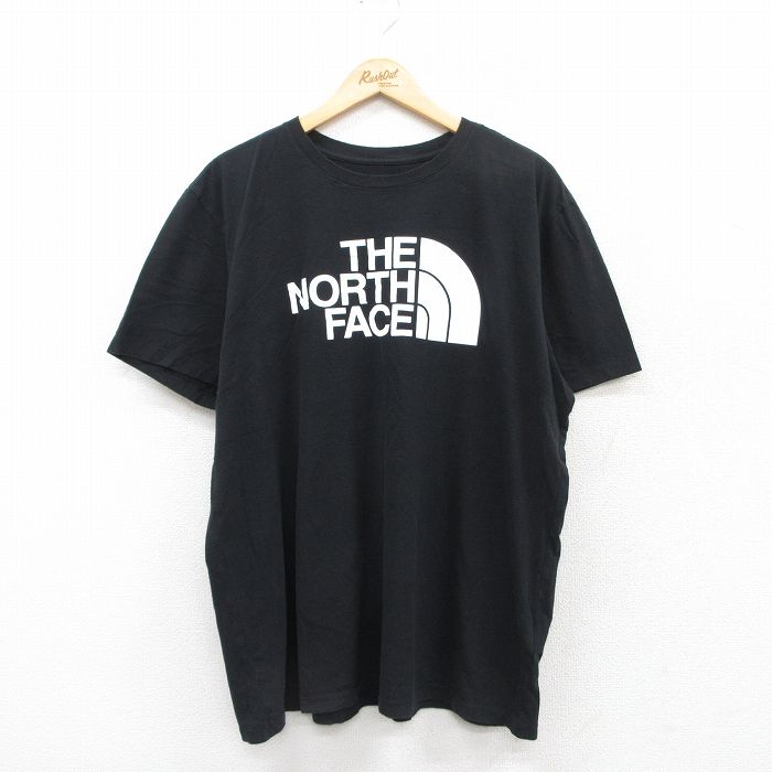 XL★古着 ノースフェイス THE NORTH FACE 半袖 ブランド Tシャツ メンズ ビッグロゴ 大きいサイズ コットン クルーネック 黒 ブラック 25jul04 中古