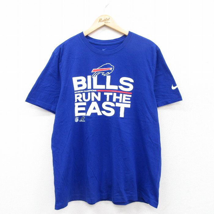 XL★古着 ナイキ NIKE 半袖 ブランド Tシャツ メンズ NFL バッファロービルズ コットン クルーネック 青 ブルー アメフト スーパーボウル 25jul04 中古