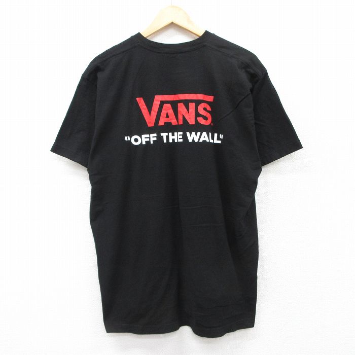 【50%OFF】XL★古着 バンズ VANS 半袖 ブランド Tシャツ メンズ ビッグロゴ クルーネック 黒 ブラック 25jul19 中古