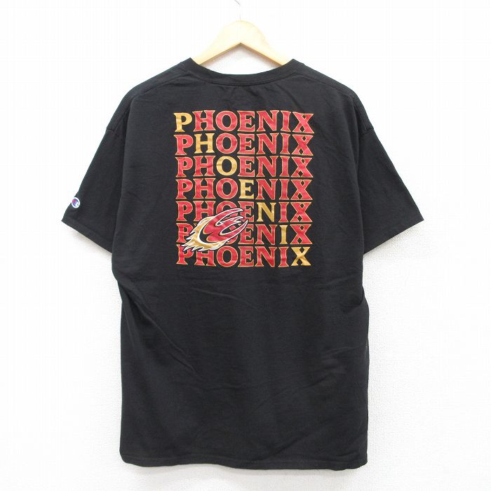 【20%OFF】XL★古着 チャンピオン champion 半袖 ブランド Tシャツ メンズ イーロンフェニックス クルーネック 黒 ブラック 25jul19 中古