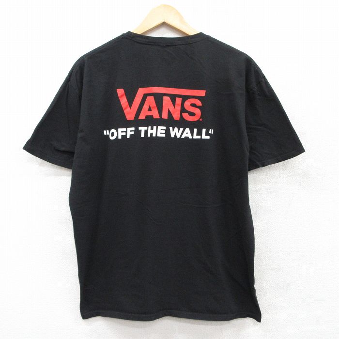 XL★古着 バンズ VANS 半袖 ブランド Tシャツ メンズ ビッグロゴ クルーネック 黒 ブラック 25jul19 中古