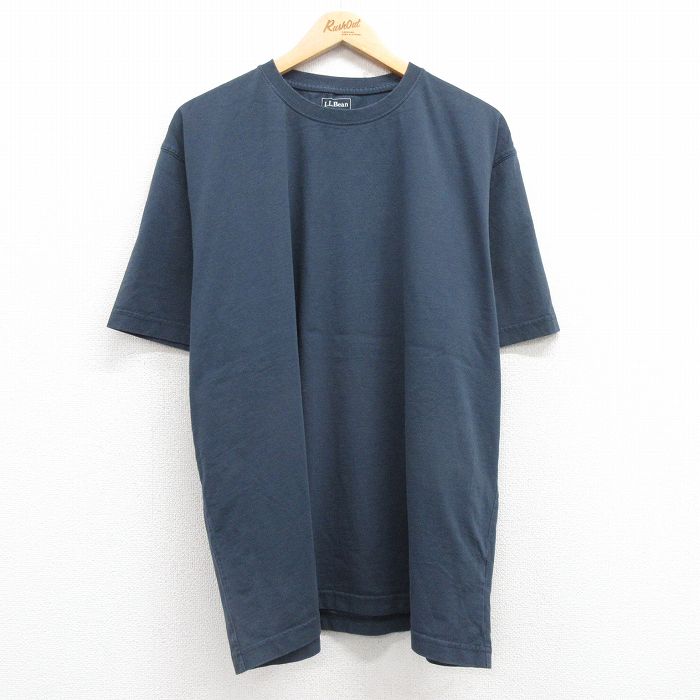 【50%OFF】XL★古着 エルエルビーン LLBEAN 半袖 ブランド Tシャツ メンズ 無地 大きいサイズ コットン クルーネック 濃紺 ネイビー 25jul22 中古