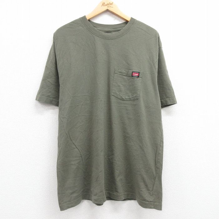 【50%OFF】XL★古着 ラングラー Wrangler 半袖 ブランド Tシャツ メンズ 胸ポケット付き 大きいサイズ コットン クルーネック 緑 グリーン 25jul22 中古