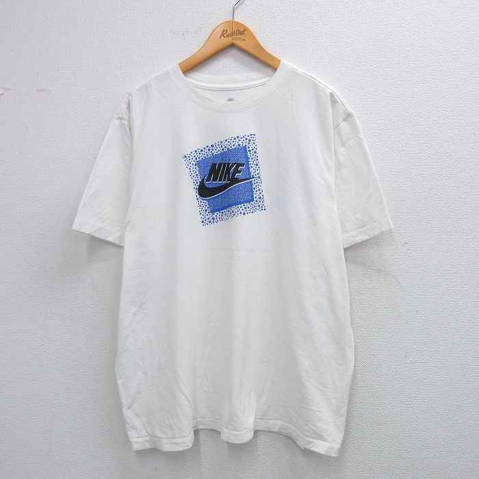 XL★古着 ナイキ NIKE 半袖 ブランド Tシャツ メンズ ビッグロゴ 大きいサイズ コットン クルーネック 白 ホワイト 25jul25 中古