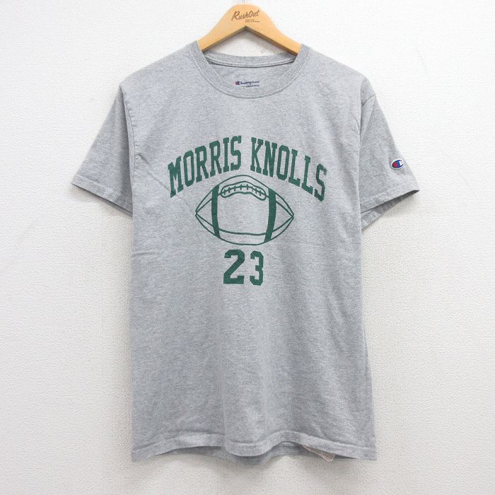 【50%OFF】M★古着 チャンピオン champion 半袖 ブランド Tシャツ メンズ モリスノーズル クルーネック グレー 霜降り 25jul22 中古