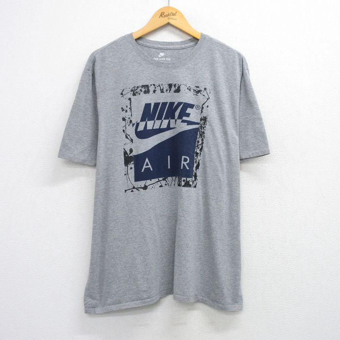 XL★古着 ナイキ NIKE 半袖 ブランド Tシャツ メンズ ビッグロゴ AIR 大きいサイズ クルーネック グレー 霜降り 25aug20 中古