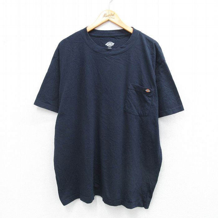 ディッキーズ 半袖Tシャツ ワンポイントロゴ ネイビー XL | 古着