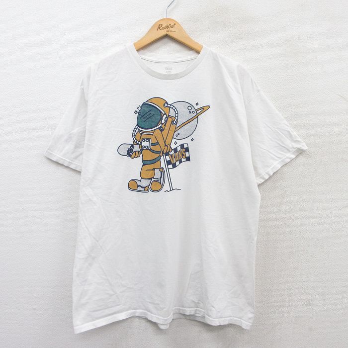 【50%OFF】XL★古着 バンズ 半袖 ブランド Tシャツ メンズ ビッグロゴ スケボー 大きいサイズ クルーネック 白 ホワイト 25aug25 中古