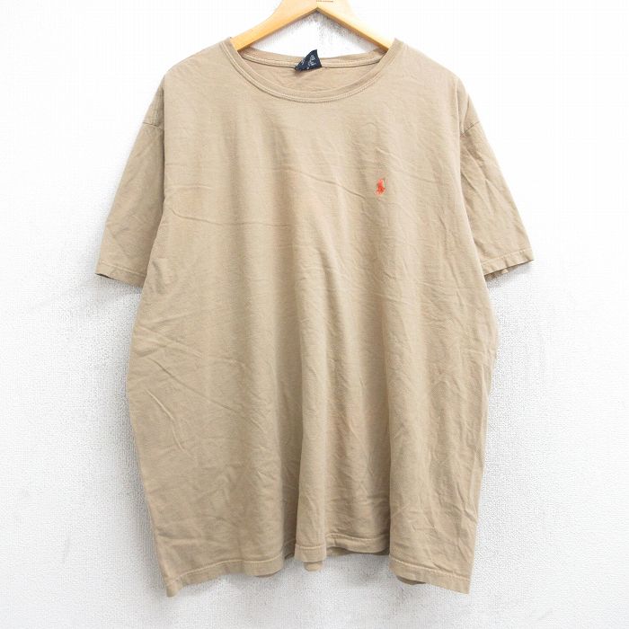 ラルフローレン 90s 半袖Tシャツ ワンポイントロゴ ベージュ XL | 古着