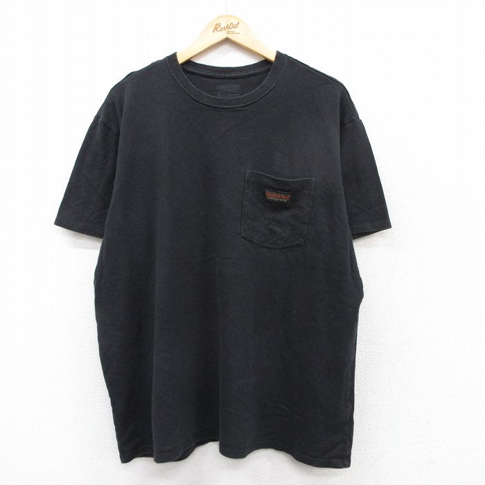 XL★古着 パタゴニア patagonia 半袖 ブランド Tシャツ メンズ ワンポイントロゴ 胸ポケット付き 大きいサイズ クルーネック 黒 ブラック 25aug26 中古