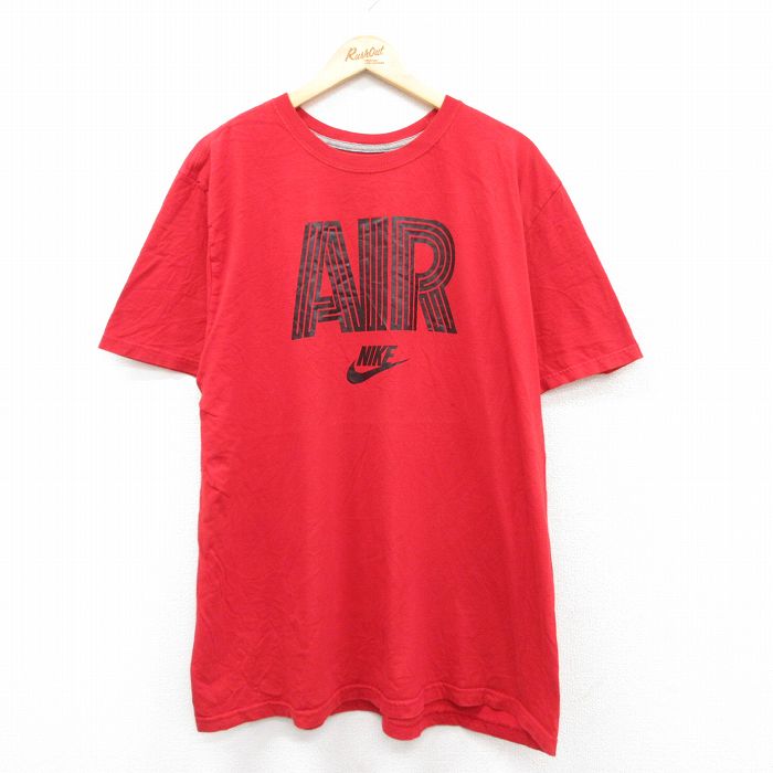 XL★古着 ナイキ NIKE 半袖 ブランド Tシャツ メンズ ワンポイントロゴ AIR 大きいサイズ クルーネック 赤 レッド 25sep01 中古