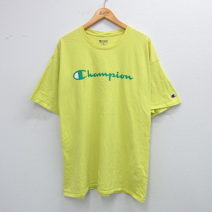 チャンピオン 半袖Tシャツ ビッグロゴ イエロー XL | 古着