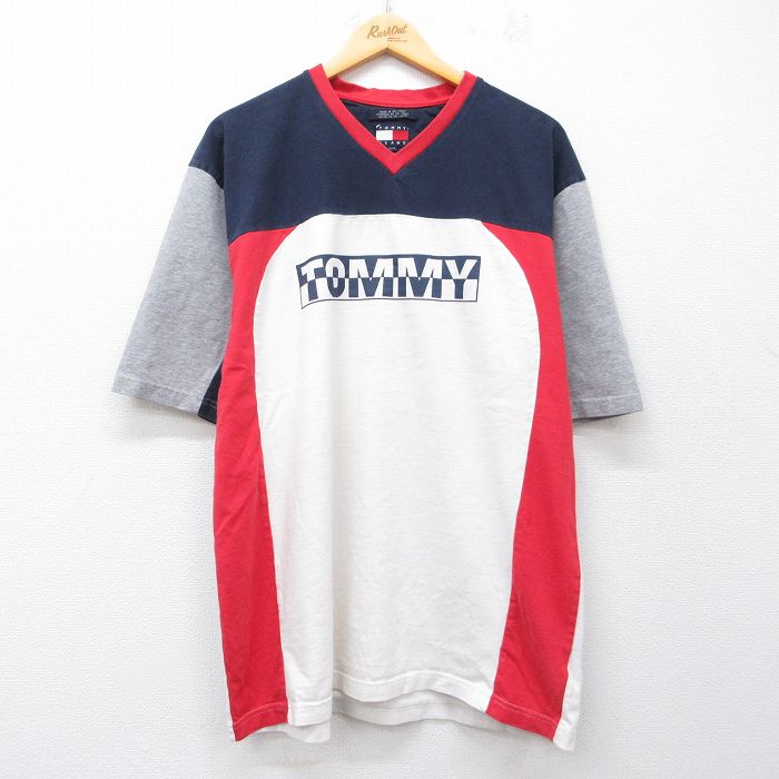 トミーヒルフィガー 半袖Tシャツ ビッグロゴ ホワイト メンズXL相当 | 古着