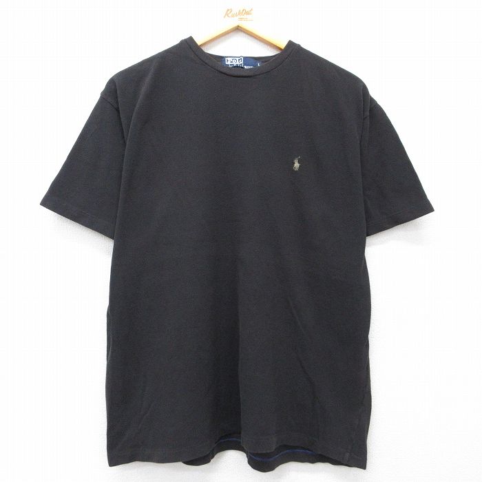 ラルフローレン 90s 半袖Tシャツ ワンポイントロゴ ブラック メンズXL相当 | 古着