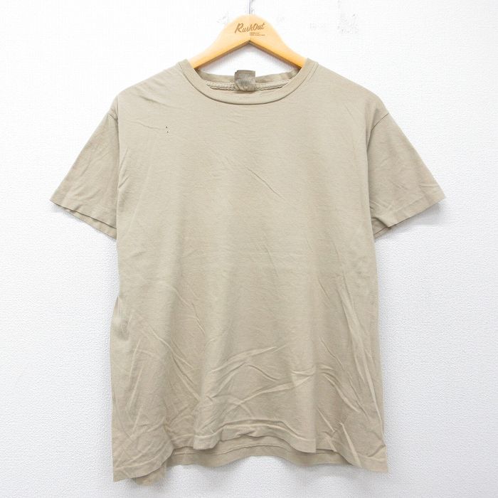 L★古着 ラルフローレン 半袖 ブランド Tシャツ メンズ コットン クルーネック カナダ製 ベージュ 26apr20