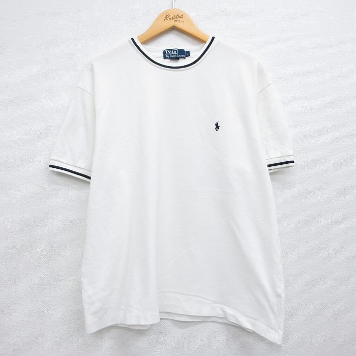 ラルフローレン 90s 半袖Tシャツ ワンポイントロゴ ホワイト メンズXL相当 | 古着