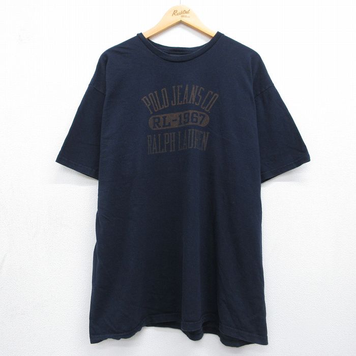 ラルフローレン 半袖Tシャツ ビッグロゴ ネイビー メンズXL相当 | 古着