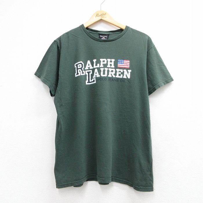 ラルフローレン 90s 半袖Tシャツ ビッグロゴ グリーン メンズL相当 | 古着