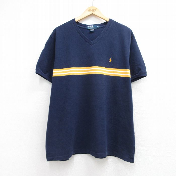 ラルフローレン 90s 半袖Tシャツ ワンポイントロゴ ネイビー メンズXL相当 | 古着
