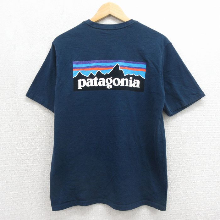 パタゴニア 半袖Tシャツ ビッグロゴ ネイビー メンズL相当 | 古着