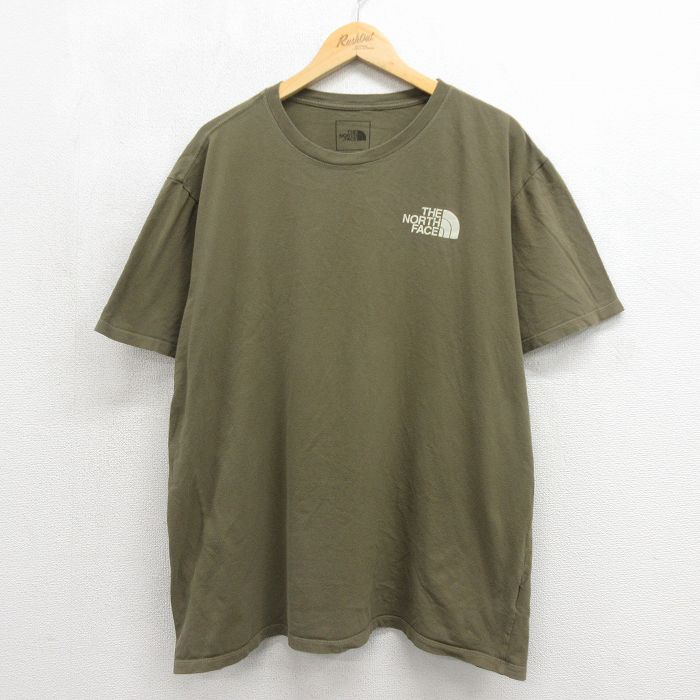 ノースフェイス 半袖Tシャツ ワンポイントロゴ カーキ メンズXL相当 | 古着