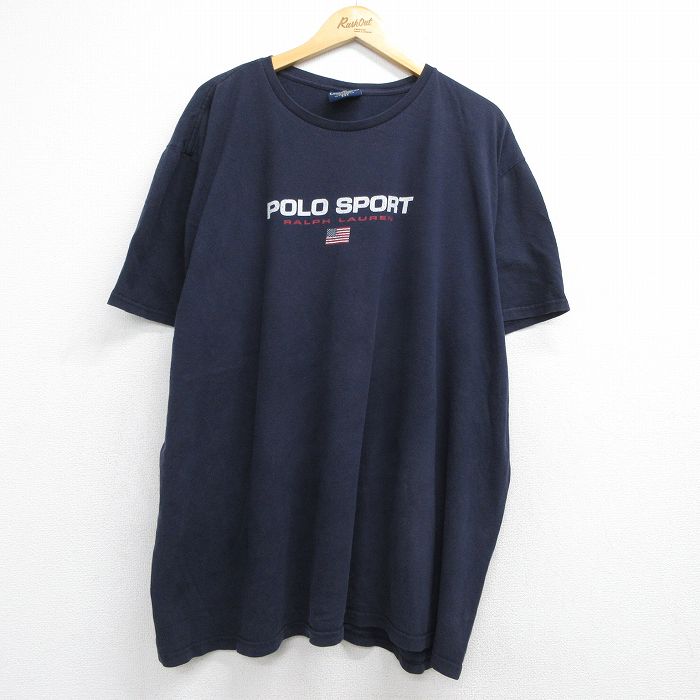 ラルフローレン 半袖Tシャツ ビッグロゴ ネイビー メンズXL相当 | 古着