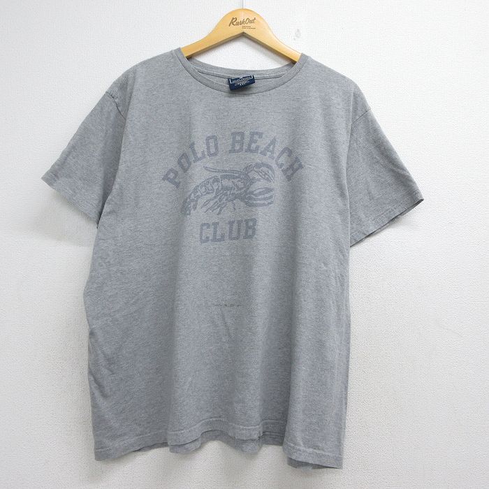 ラルフローレン 半袖Tシャツ POLO BEACH CLUBロブスター 霜降りグレー メンズXL相当 | 古着