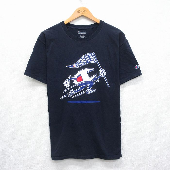 チャンピオン 半袖Tシャツ ビッグロゴ ネイビー メンズL相当 | 古着