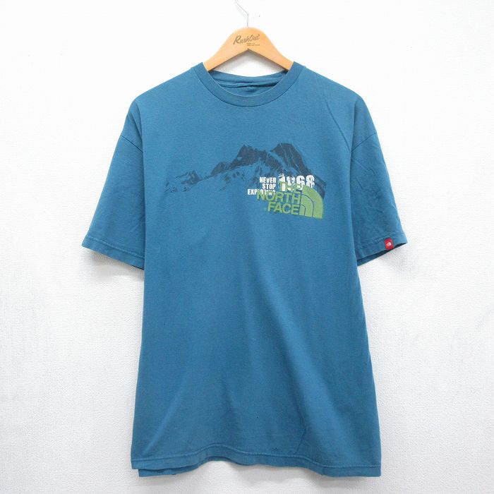 ノースフェイス 半袖Tシャツ ビッグロゴ ネイビー メンズXL相当 | 古着