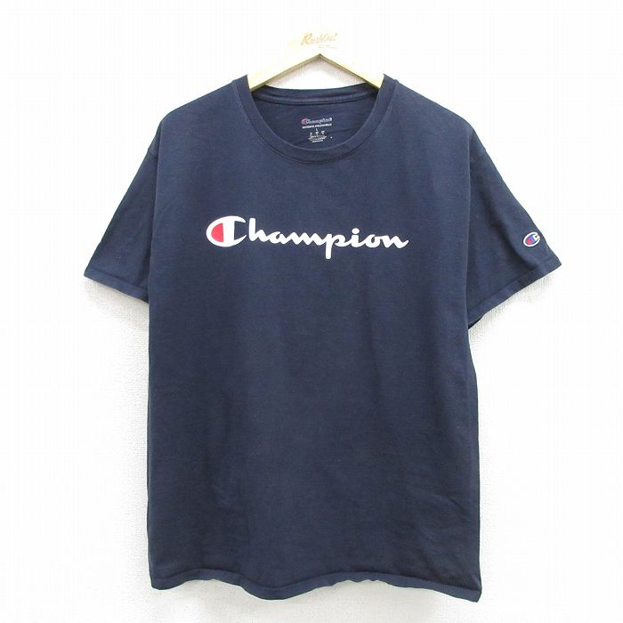 チャンピオン 半袖Tシャツ ビッグロゴ ブラック メンズL相当 | 古着