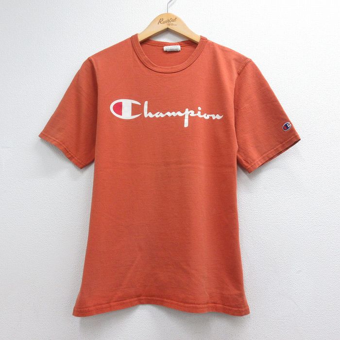 チャンピオン M 半袖Tシャツ ビッグロゴ オレンジ メンズM相当 | 古着