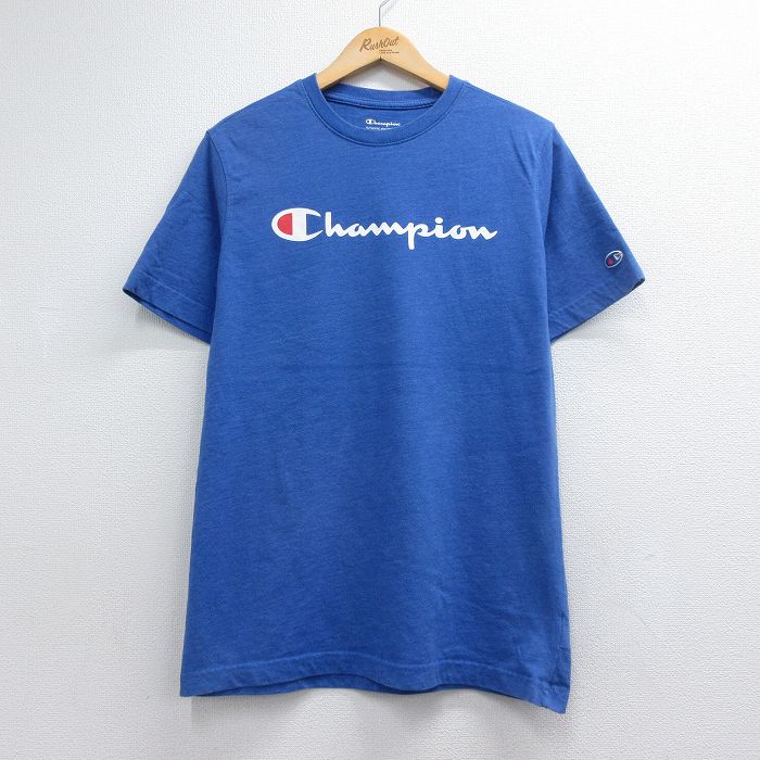 チャンピオン 半袖Tシャツ ビッグロゴ ブルー メンズL相当 | 古着
