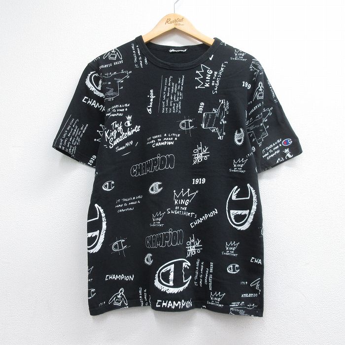 チャンピオン M 半袖Tシャツ ワンポイントロゴ ブラック メンズM相当 | 古着