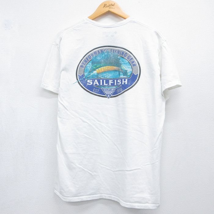 コロンビア PFG 半袖Tシャツ SAIL FISH ホワイト メンズL相当 | 古着