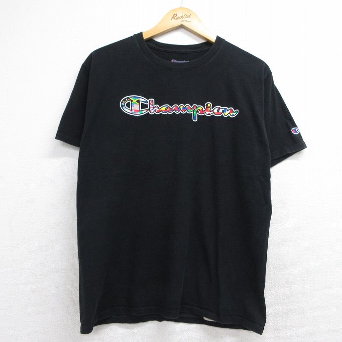 チャンピオン M 半袖Tシャツ ビッグロゴ ブラック メンズM相当 | 古着