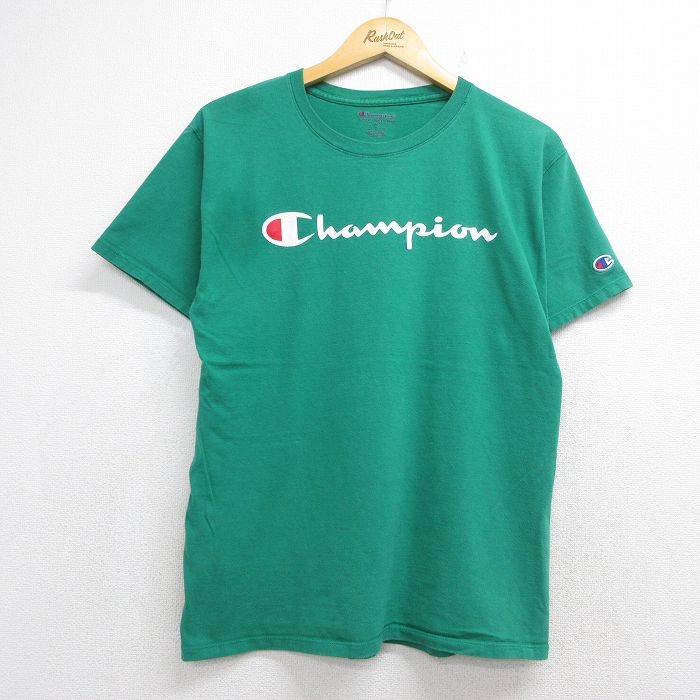 チャンピオン 半袖Tシャツ ビッグロゴ グリーン メンズM相当 | 古着