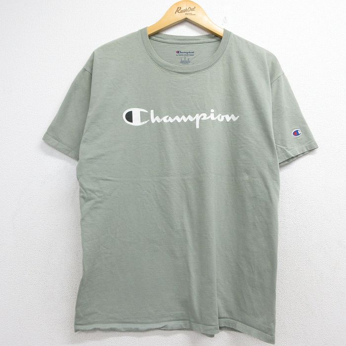 チャンピオン 半袖Tシャツ ビッグロゴ カーキ メンズL相当 | 古着