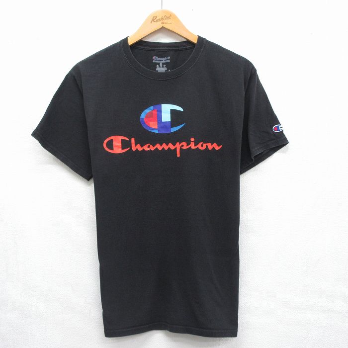 チャンピオン 半袖Tシャツ ビッグロゴ ブラック メンズM相当 | 古着