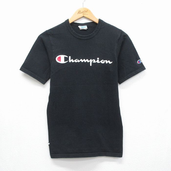 チャンピオン 半袖Tシャツ ビッグロゴ ブラック メンズXS相当 | 古着