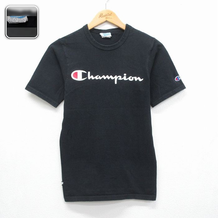 チャンピオン 半袖Tシャツ ビッグロゴ ブラック メンズXS相当 | 古着