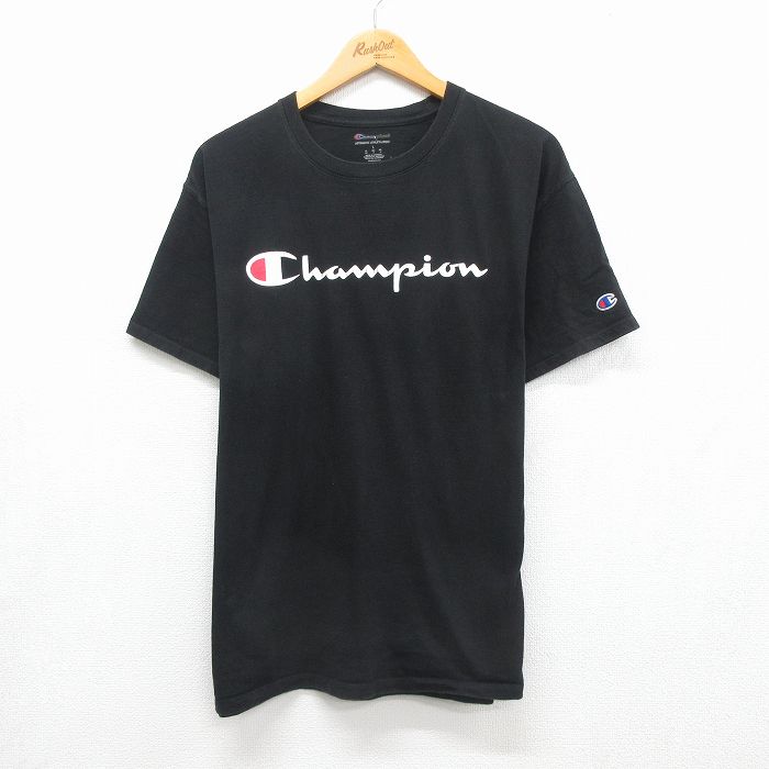 チャンピオン 半袖Tシャツ ビッグロゴ ブラック メンズL相当 | 古着