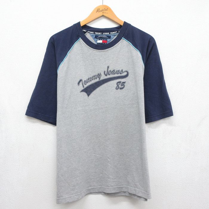 トミーヒルフィガー 90s 半袖Tシャツ ラグラン グレー メンズXL相当 | 古着