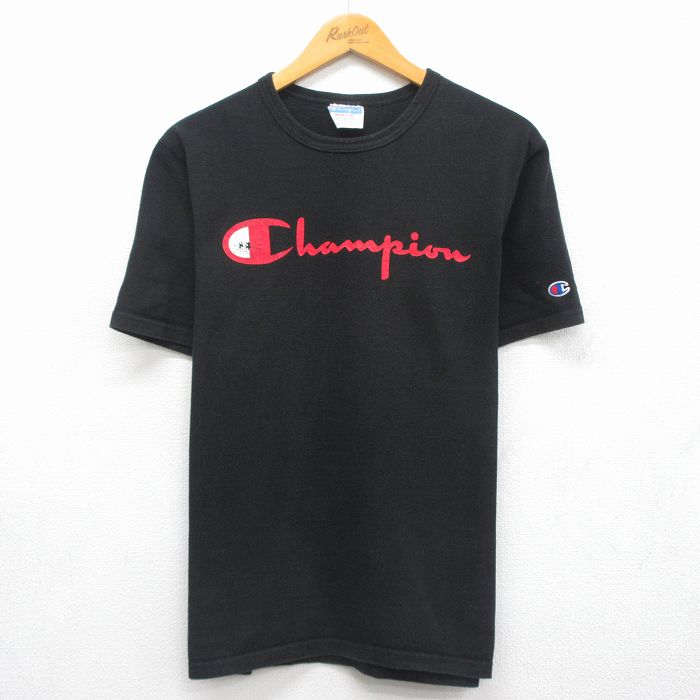 チャンピオン 半袖Tシャツ ビッグロゴ ブラック メンズL相当 | 古着