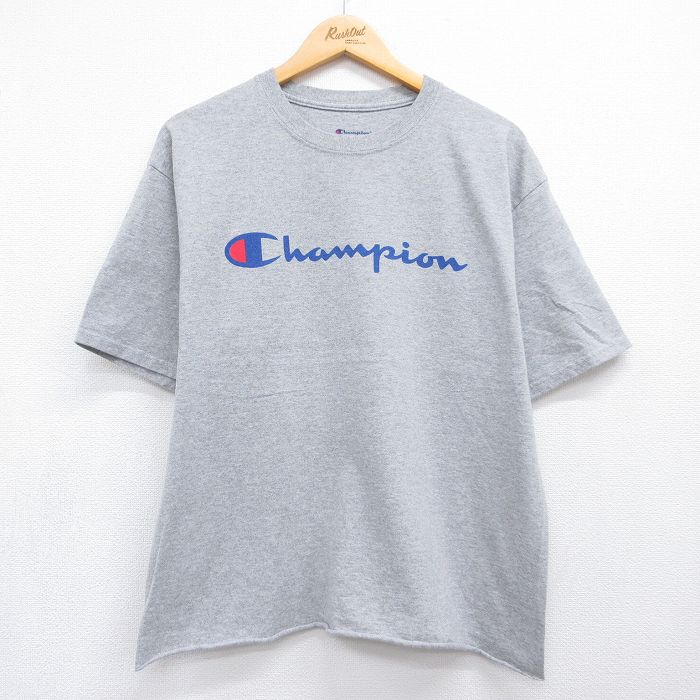 チャンピオン 半袖Tシャツ ビッグロゴ グレー メンズXL相当 | 古着