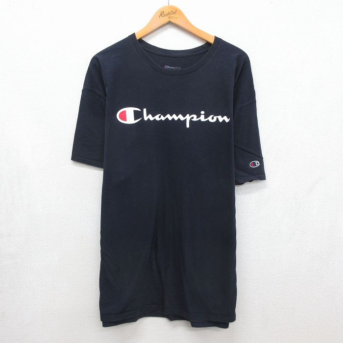 チャンピオン 半袖Tシャツ ビッグロゴ ネイビー メンズXL相当 | 古着