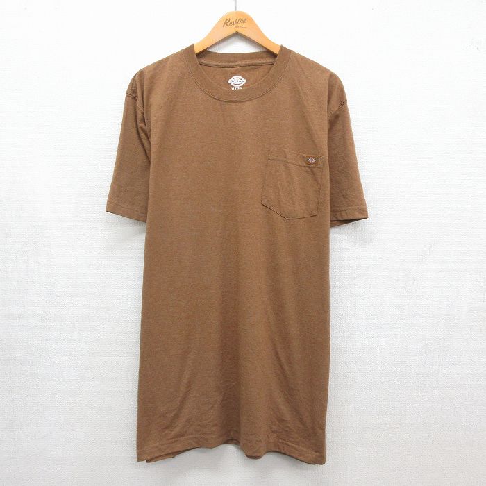 ディッキーズ 半袖Tシャツ 胸ポケット付き ブラウン メンズXL相当 | 古着