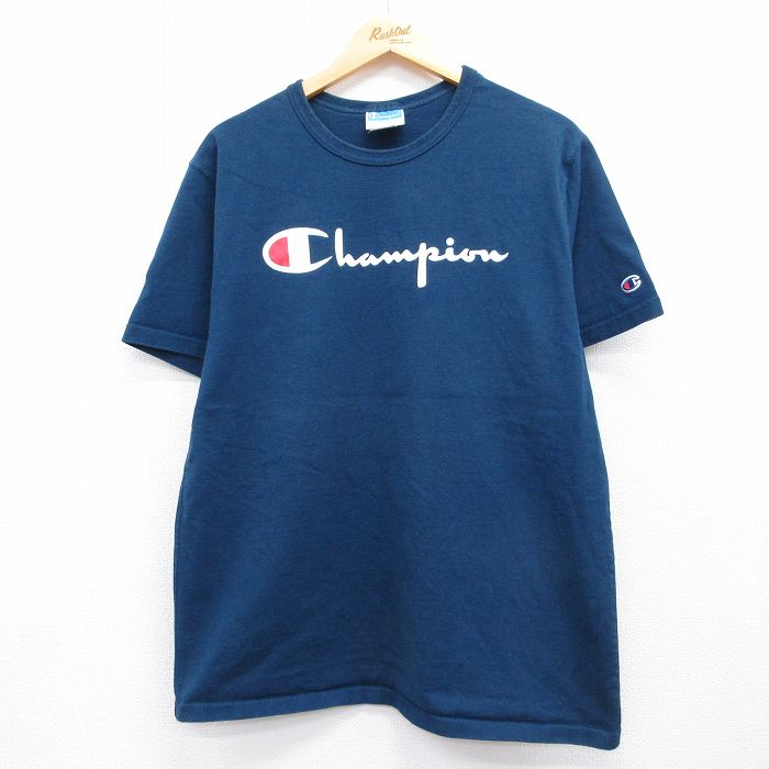 チャンピオン 半袖Tシャツ ビッグロゴ ネイビー メンズL相当 | 古着