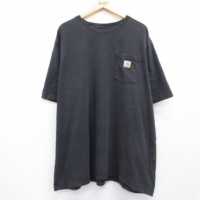 カーハート 半袖Tシャツ 胸ポケット付き ブラック メンズXL相当 | 古着