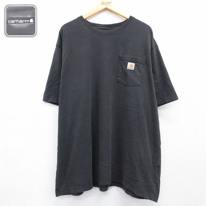 カーハート 半袖Tシャツ 胸ポケット付き ブラック メンズXL相当 | 古着